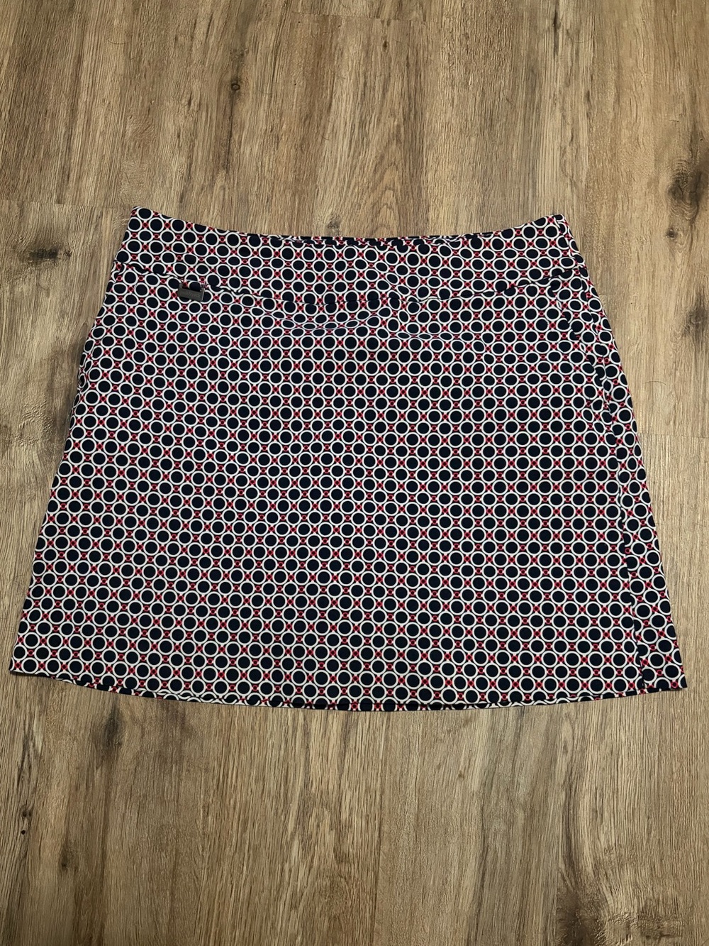 Peck & Peck - Navy, White & Coral Geo Circular Geometric Print - Size 14